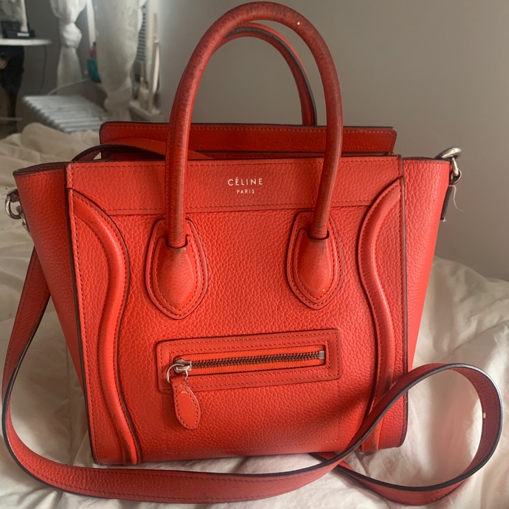 Celine Nano Belt Bag in Grained Calfskin Orange